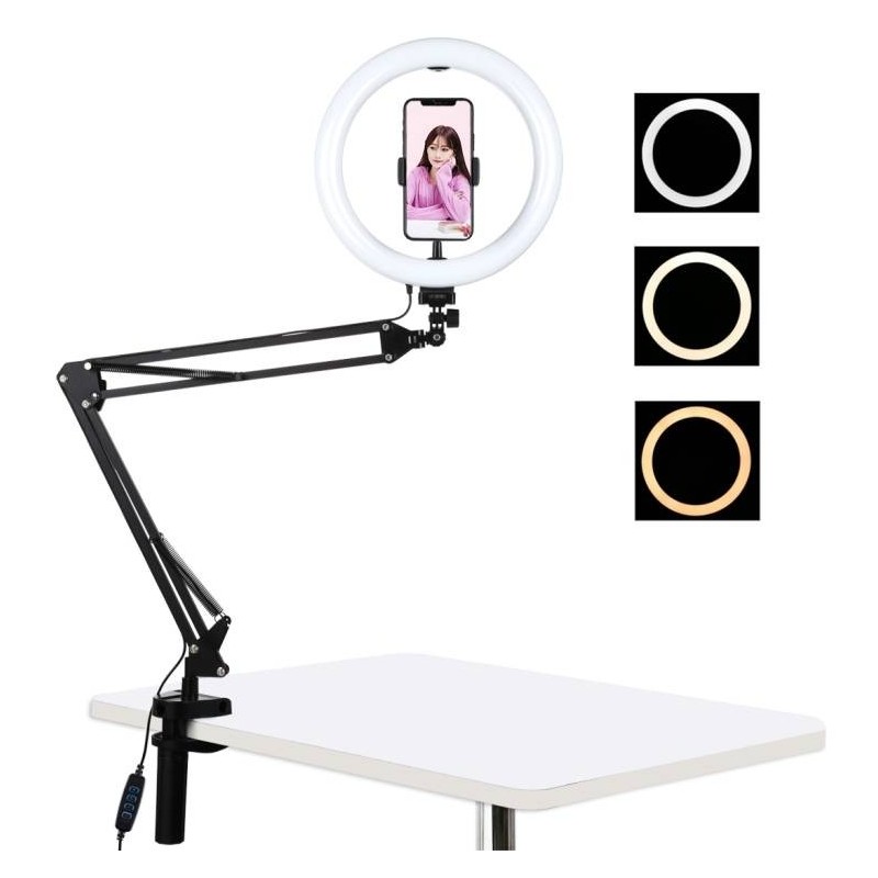 Desktop arm stand Puluz with 26cm LED Vlogging Ring PKT3090B Desktop arm stand Puluz with 26cm LED Vlogging Ring PKT3090B