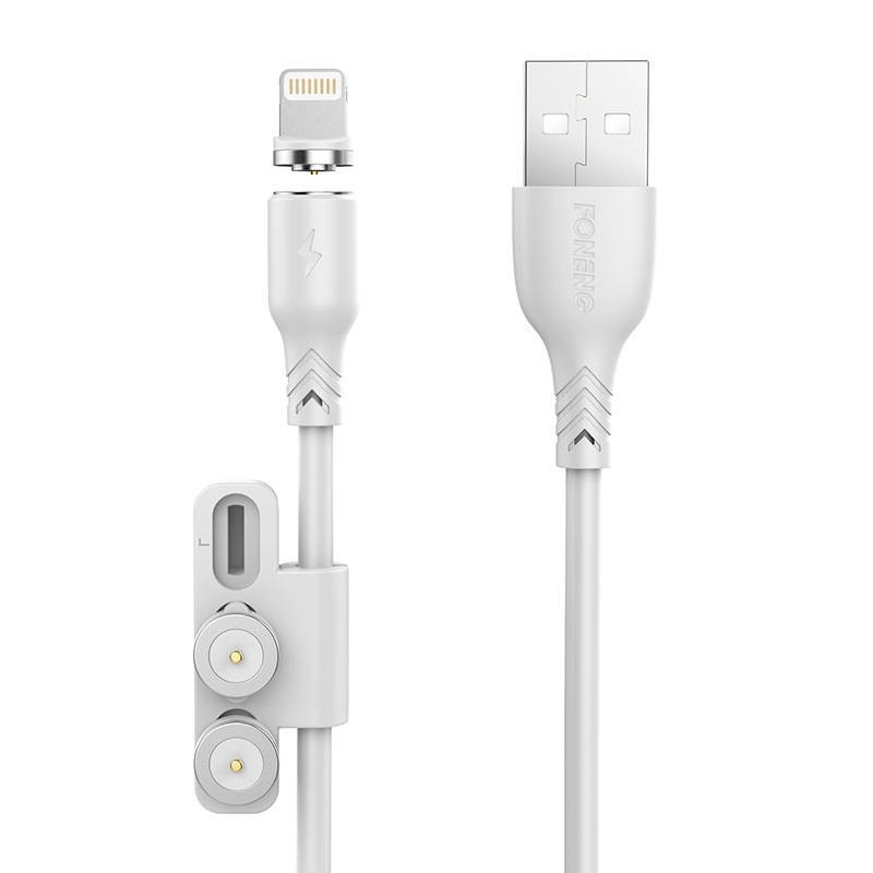 Foneng X62 Magnetic 3in1 USB to USB-C / Lightning / Micro USB Cable, 2.4A, 1m (White) Foneng X62 Magnetic 3in1 USB to USB-C / Lightning / Micro USB Cable, 2.4A, 1m (White)