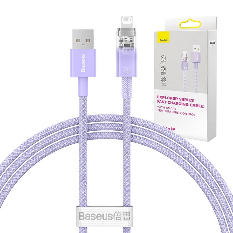 Fast Charging cable Baseus USB-A to Lightning Explorer Series 1m 2.4A (purple) Fast Charging cable Baseus USB-A to Lightning Explorer Series 1m 2.4A (purple)