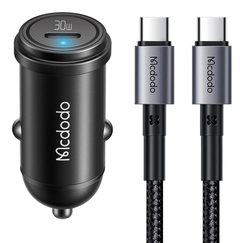 Car Charger McDodo CC-7493 65W With Mini White USB-C Cable With E-mark Chip 1m 100W (black) Car Charger McDodo CC-7493 65W With Mini White USB-C Cable With E-mark Chip 1m 100W (black)