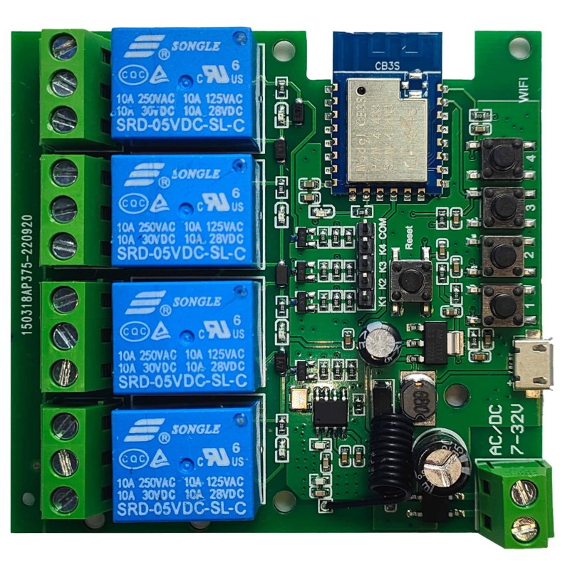 TUYA 4CH DC 5-32V 4 kanalit Wifi+RF pingevaba TUYA 4CH DC 5-32V 4 kanalit Wifi+RF pingevaba