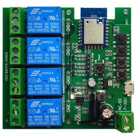 TUYA 4CH DC 5-32V 4 kanalit Wifi+RF pingevaba