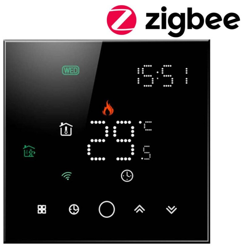 ZigBee termostats, ielādējams 16A, Melns PS TUYA