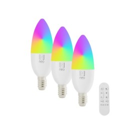  NEO LITE Smart 3x LED bulb E14 6W RGB + CCT color and white, dimmable, WiFi, C37, Beacon, remote control