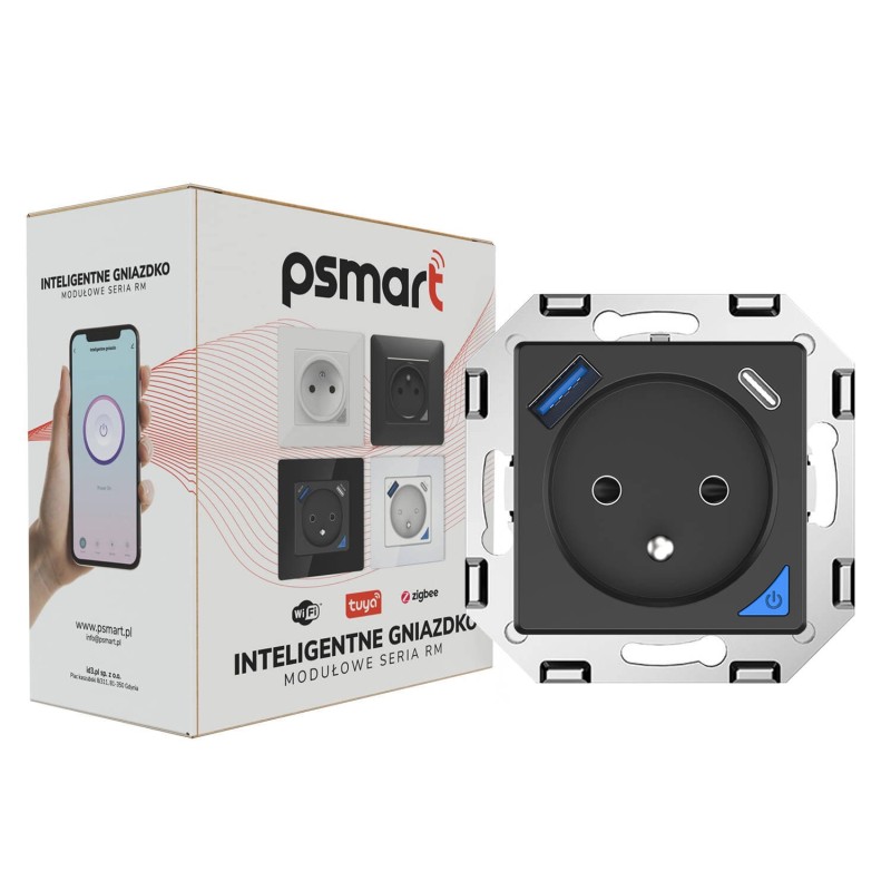 Black wall switch USB+TypeC Zigbee Black wall switch USB+TypeC Zigbee