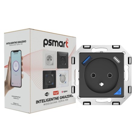 Black wall switch USB+TypeC Zigbee