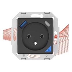 Black wall switch USB+TypeC Zigbee