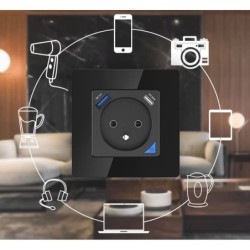 Black wall switch USB+TypeC Zigbee