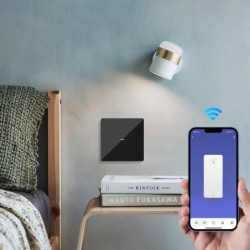 Настенный выключатель с 1 кнопкой, черное стекло Zigbee