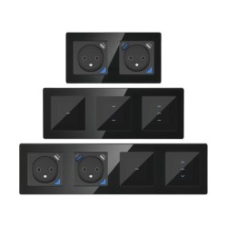 Настенный выключатель с 1 кнопкой, черное стекло Zigbee