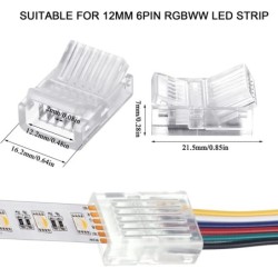 Pistik 07726L jaoks, 12mm 2,5cm kaabliga, RGB+CCT, 6pin