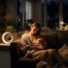 LED bedside lamp, alarm clock  PEACOCK with clock, RGB light and USB port, gold
